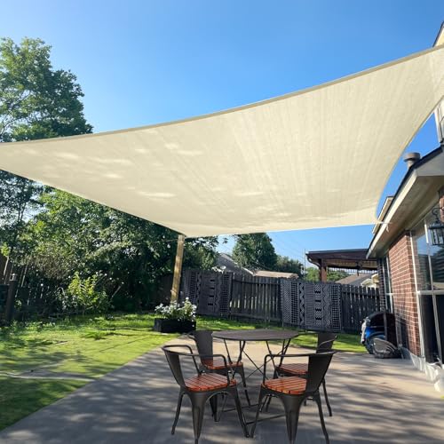 SUNLAX Sun Shade Sail 13' x 18' Butter Cream Rectangle Canopy Sail Shade Cover UV Block Permeable Sunshade Outdoor for Patio Backyard Deck Pergola (We Make Custom Size)