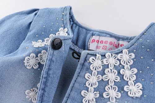 Image of Peacolate 6M-4Years Spring Fall Baby Girls Clothing Set 3pcs Long Sleeve Dress Denim Jacket and Jeans
