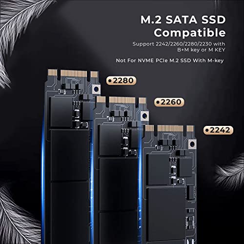 Image of External NVMe M.2 Sata SSD Enclosure USB 3.1 GEN 2 Type-c Port 10 Gbps , Sizes of 2230 /2242 /2260 /2280mm 2TB M-Key B+M Key for Laptop,Computer & Desktop (NVME M.2 Blue)