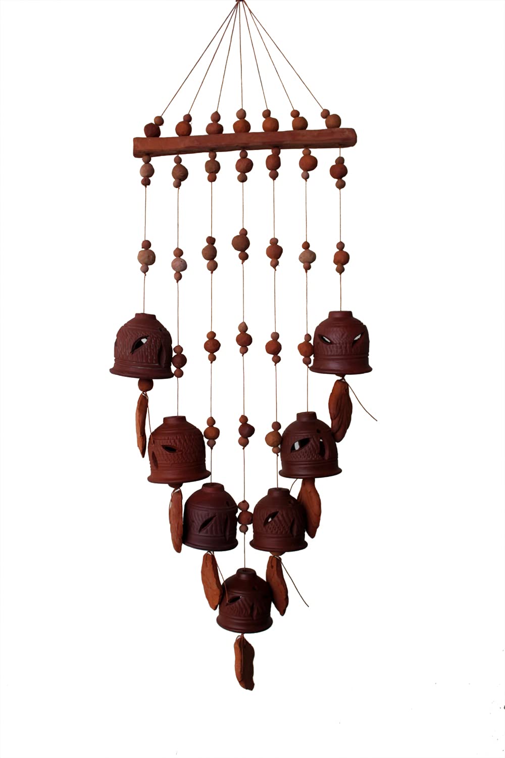 ESVAR STONECRAFT Terracotta Natural Colour Straight Design Wind Chain of (Seven Bell) with Great Melodious Sound 60CM Long
