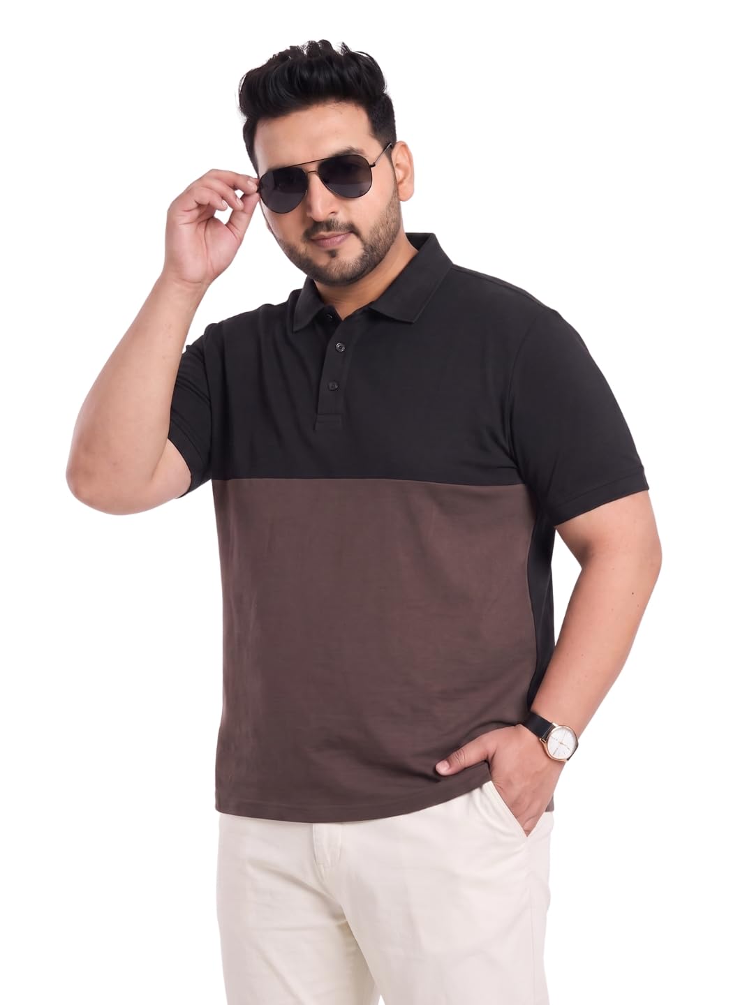 Men Plus Size Color Block Polo T-Shirt Cotton Casual Regular Fit 3XL-8XL-picture-25