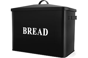 Extra Large Black Metal Bread Box - Farmhouse Kitchen Storage for 2+ Loaves