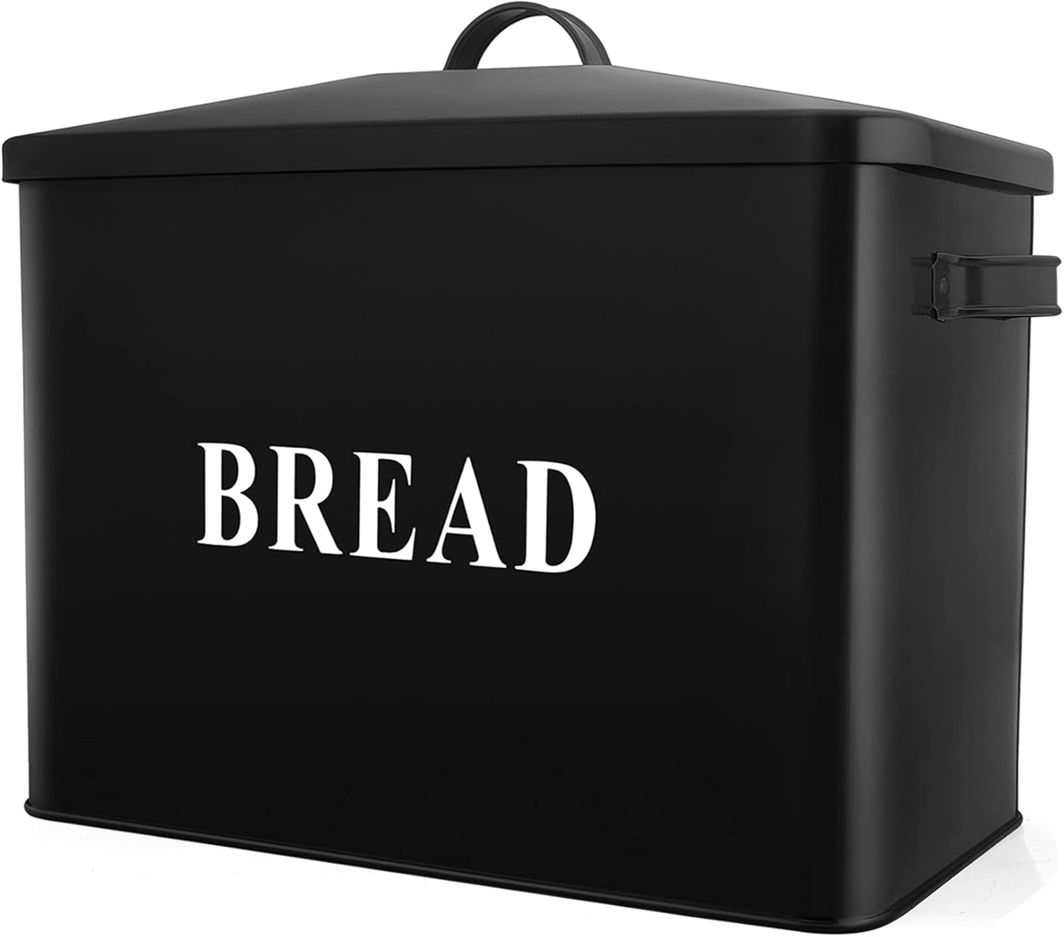 P&P CHEF Extra Large Black Bread Box with Lid, Metal Bread