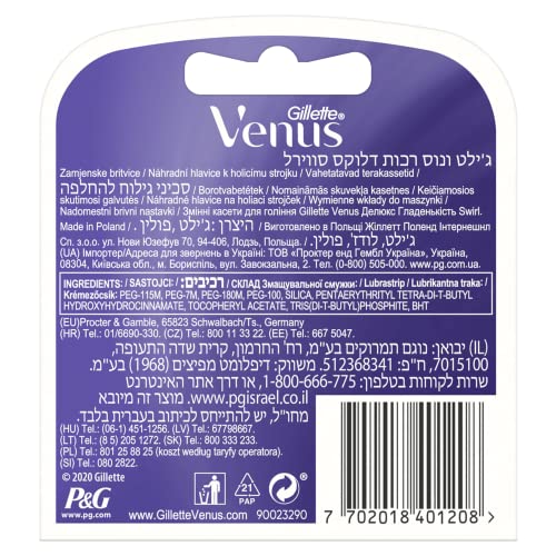 Gillette Venus Deluxe Smooth Razor Replacement Blades for Women (4 Pieces), 5 Blade Refills Moisturizing Strap Skinelixir - image 6