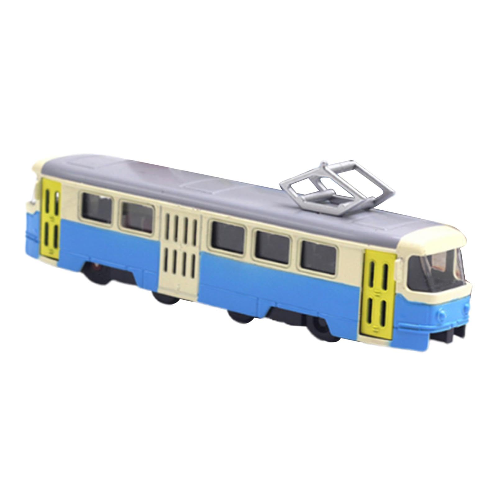 Miniaturmodell Straßenbahn Tramhallen Miniaturobjekt Indoor Modellauto Aus Robustem Legierungsmaterial mit Musikfunktion Licht Beweglichen Türen für S, Blau