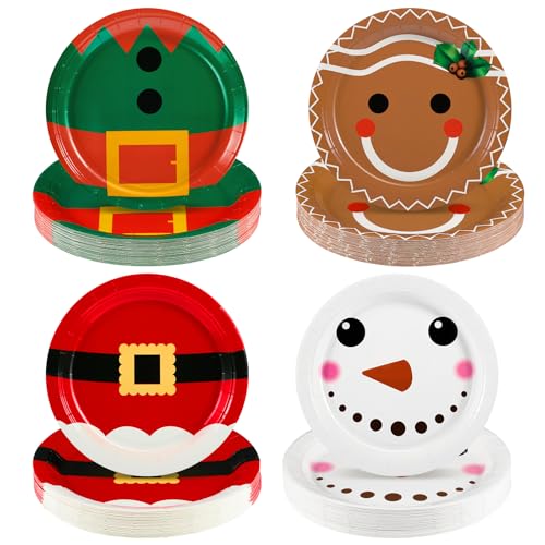 NatNarr 60 Stück Weihnachts-Pappteller, 22,9 cm,...