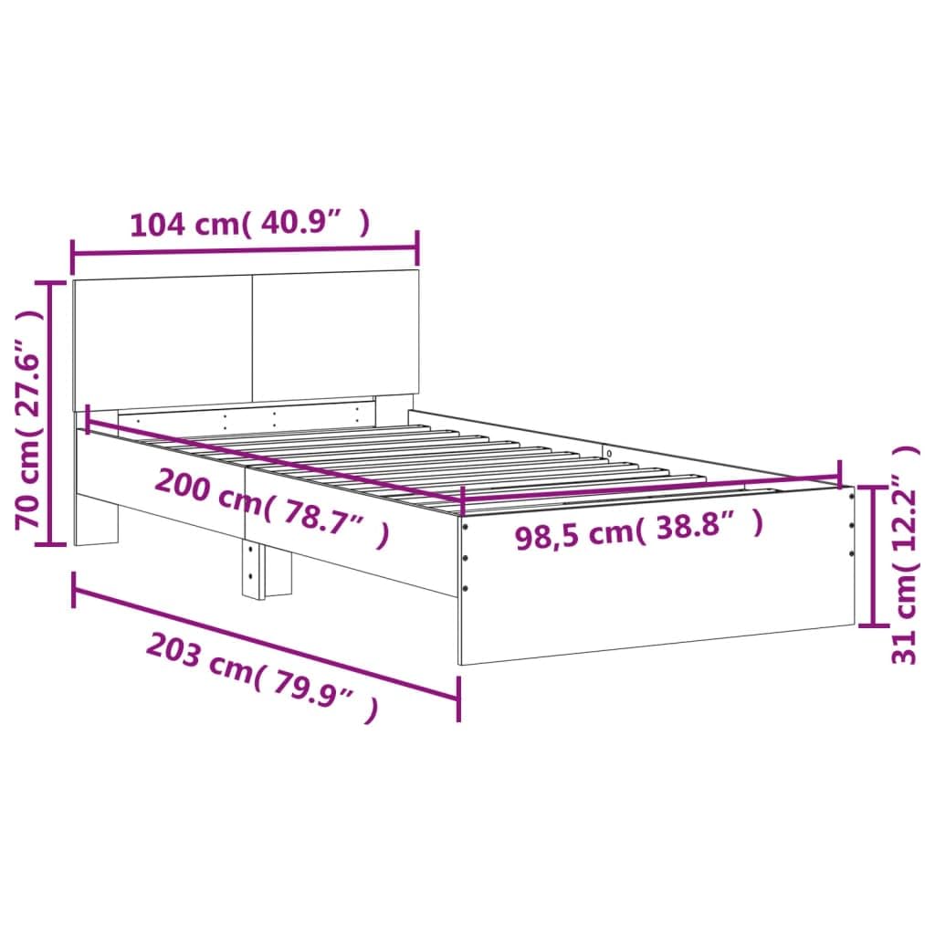 vidaXL Bettgestell, Bettrahmen mit Lattenrost, Bett Gästebett mit Kopfteil, Einzelbett Schlafzimmerbett Schlafzimmermöbel, Weiß 100x200cm Holzwerkstoff