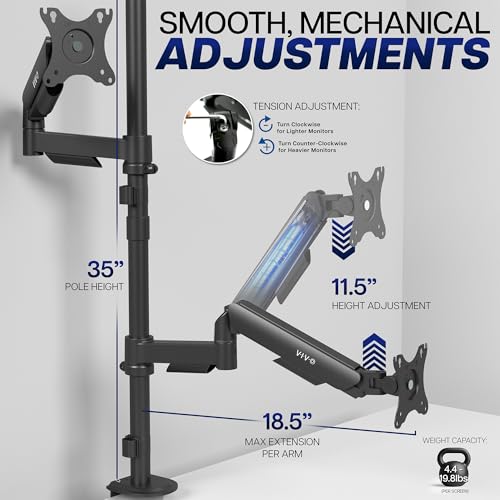 Soporte VESA articulado para optimizar doble pantalla de 32 pulgadas con brazo neumático 3