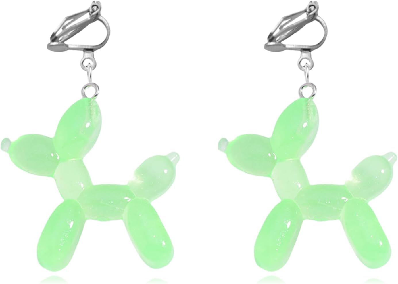 Balloon Dog Clip on Earrings for Women Colorful Resin Kawaii Funny 3D Balloon Dog Clip on Earrings Patry Holiday Jewelry Gifts Accessories