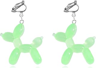 Balloon Dog Clip on Earrings for Women Colorful Resin Kawaii Funny 3D Balloon Dog Clip on Earrings Patry Holiday Jewelry Gifts Accessories