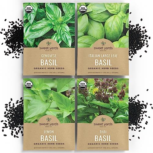 Organic Basil Seeds Variety Pack - Non-Gmo Usda Certified Organic Open Pollinated Heirloom Usa Seed Packets #TOP2
