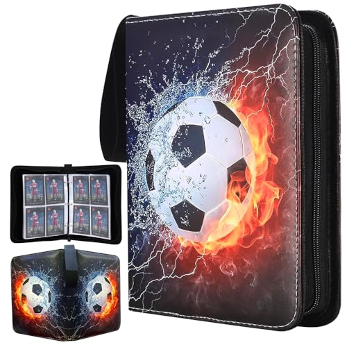 LYPPUL Football Card Holder, Football Card Binder, 50 Trading Card Album for Football with Zipper and Handle Strap, Hold Up to 400 Cards for Sports Game, Gifts Choice