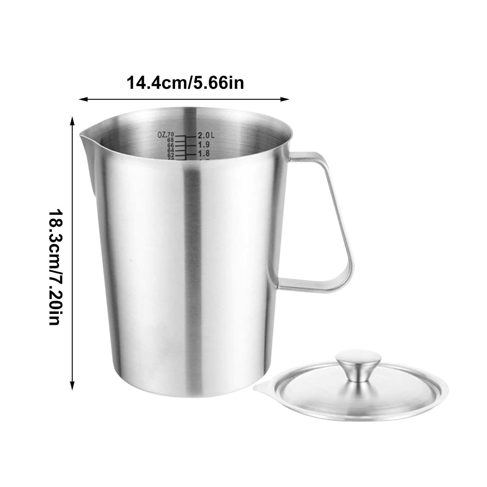 Taza Espumadora 2000ml (2 litros) Taza de Medir Portátil y | Jarra para Espumar Leche Latte, Cappuccino y Bebidas