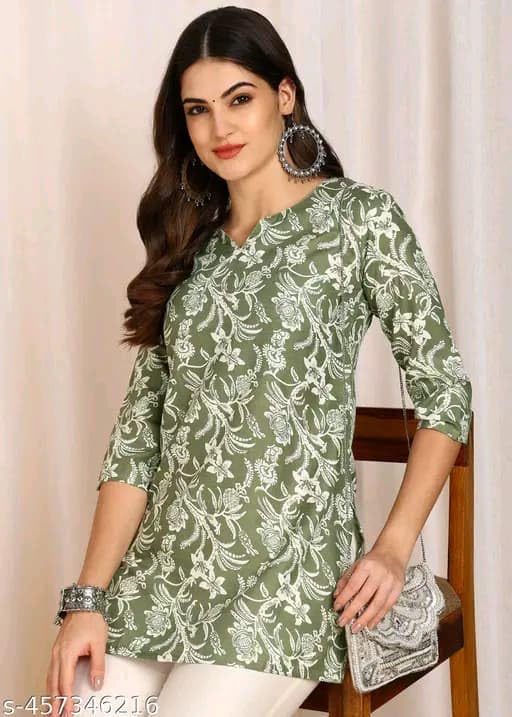Image of SIROTA Rayon Short Top for Women | Tunic for Jeans | Western Short Kurti | Stylish Straight Ladies Kurta | Ethnic Kurta for Girls