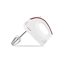 BEPER P102SBA110 Sbattitore Elettrico Leggero,200W, 5 Velocità, Fruste in Acciaio Inossidabile, Ergonomico e Facile da Pulire, Alimentazione a filo, Bianco, Rosso