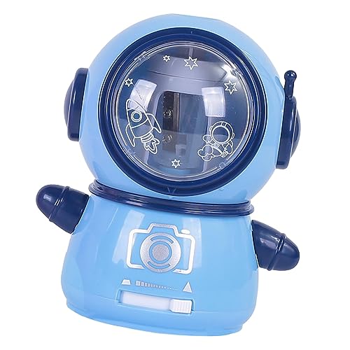 VGEBY ポータブル鉛筆削り 宇宙飛行士に安全なポータブル電動鉛筆削り かわいい学校用 2つ 電源モード パープルブルー 家庭用 装飾