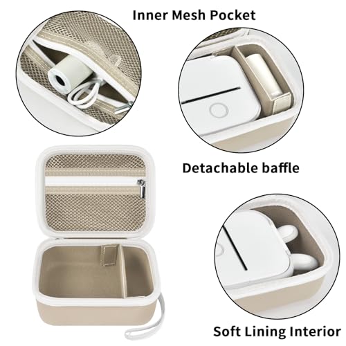 Image of ANKHOH Label Maker Case for Memoking T02 / for Phomemo M02 / M02S / M02 Pro / Q30S / for Ponek Mini Pocket Printer, Portable Sticker Printer Storage Holder Organizer Bag Paper&USB Cables, Box Only (Khaki)