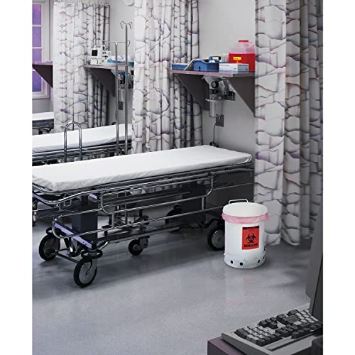 Image of Justrite 05910 Galvanized Steel Biohazard Waste Container, 6 Gallon Capacity, 11-7 /8 inch OD x 15-7 /8 inch Height, White