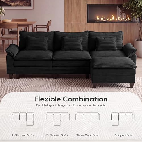 Image of URRED Oversized Modular Sectional Sofa，Solid Black：122 inch L Shaped