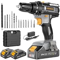 Perceuse Visseuse Sans Fil, LEEIKOO Visseuse Devisseuse Sans Fil 21V, Perceuse 42Nm avec 2 Batteries 2.0Ah, 18+1 Réglages de Couple, LED, 2 Vitesses, 14 Accessoires pour Projet de Bricolage, Gris
