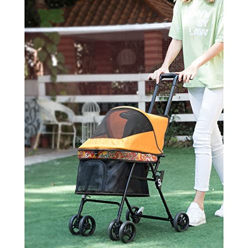 Carrinho de passeio para cães e gatos pequenos, dobrável, 3 em 1, carrinho de passeio com 4 rodas, c