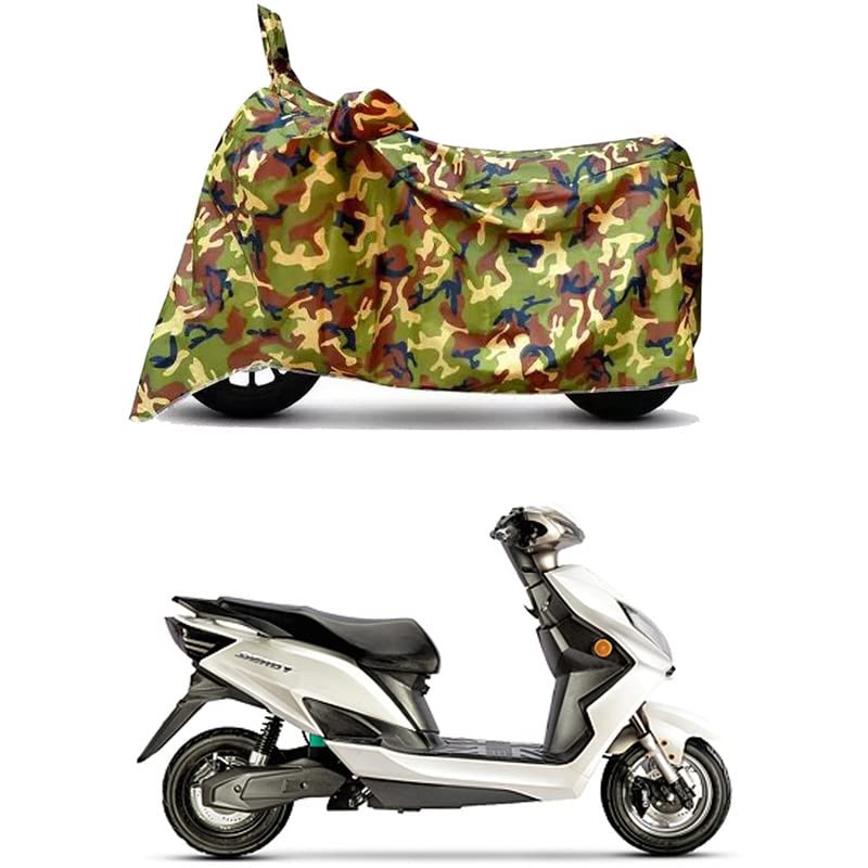 Image of Waterproof 100% PVC Coated Full Bike Scooty Two Wheeler Body Cover Compatible for Evolet Derby /UV-Rays /Heat Protection /Birds Dropping /Scratchproof /Dust Proof /All Varients[6X6 Jungle Print]
