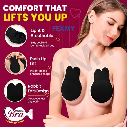 Image of Women's & Girl's Strapless Push Up Wire Free Stick On Invisible Bra, Sticky Liftup Silicone, Stick on Bra for Backless Dress Free Size B Cup