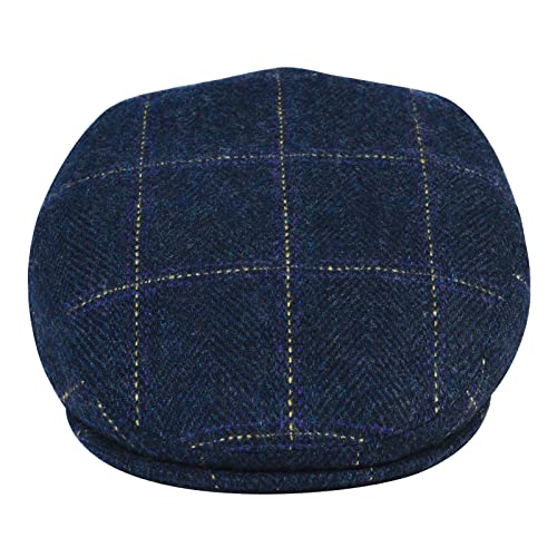 Image of VOBOOM Men's Herringbone Flat Ivy Newsboy Hat Wool Blend Gatsby Cabbie Cap