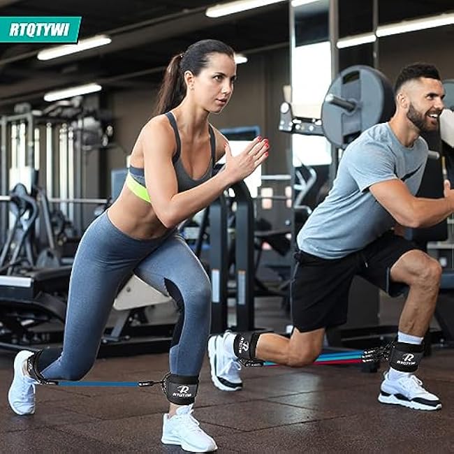 Ankle Resistance Bands Set - Adjustable 60LB Tube Bands for Glutes & Legs Workouts - 3 Different Pounds - Recoils - Ankle Strap for Women & Men
