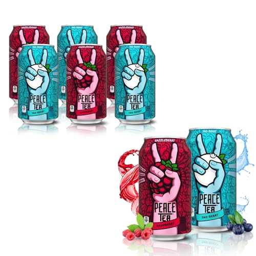 Peace Tea Razzleberry and Sno Berry - No Preservatives, Made with Real Tea, and Natural Fruity Flavor - Pack of 6 Iced Tea (3 Cans of Razzleberry, 3 Cans of Sno Berry) 2 Flavors, 341 mL/11.5 fl. oz. - Shipped from Canada by TrendnSave