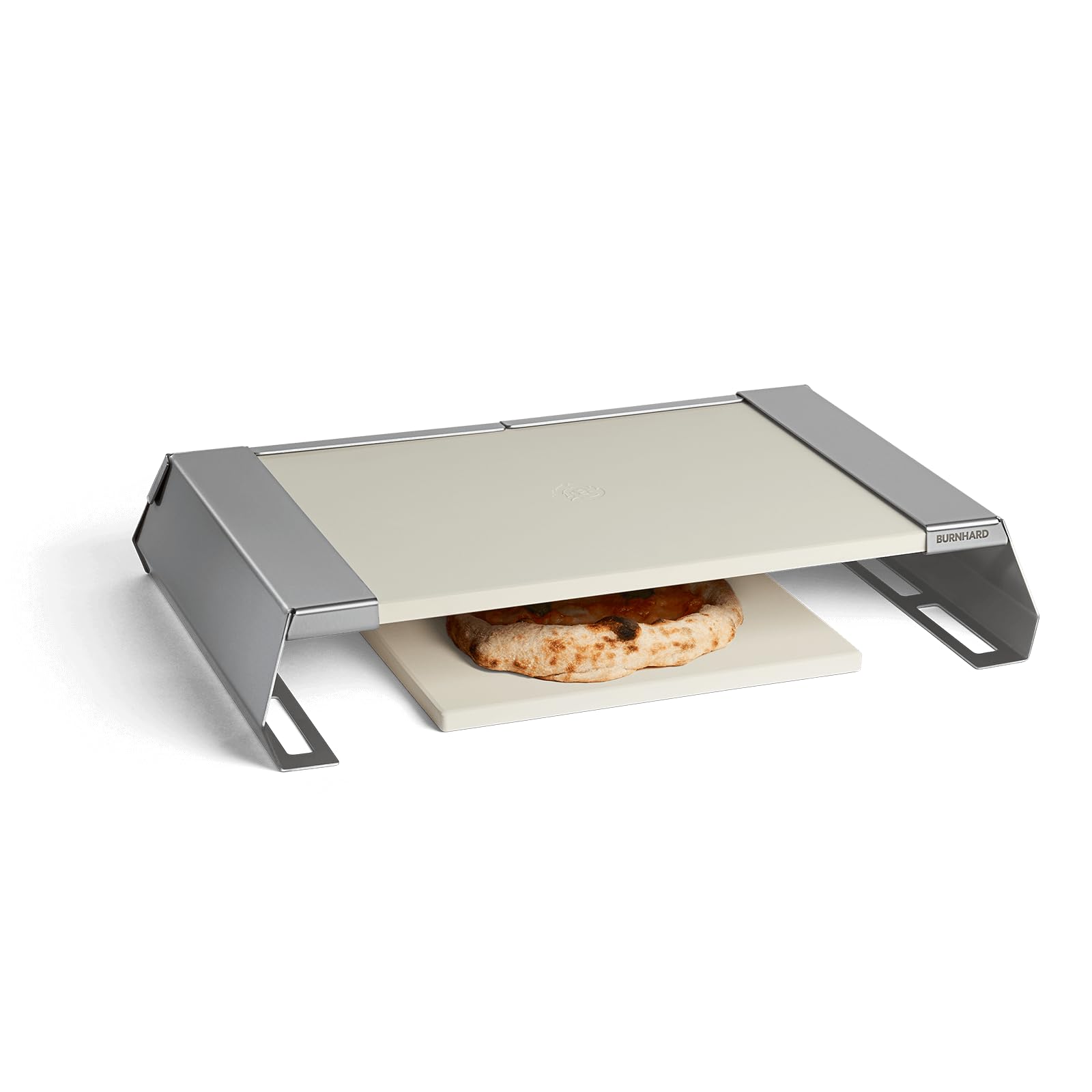 BURNHARD® Pizzaaufsatz für Gasgrills, Pizza Cover mit Cordierit-Pizzasteinen, Edelstahl Pizzahaube, passt ab 56 x 38 cm Grillfläche, ideal für FRED & EARL Grills, Pizza in 90-120 Sek
