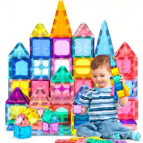 WOOBLO 67 piezas de bloques de construcción magnéticos, juguetes para niños, bloques magnéticos STEM, juguetes sensoriales, juegos para niños, juguetes magnéticos para niños y niñas de 3, 4, 5, 6+