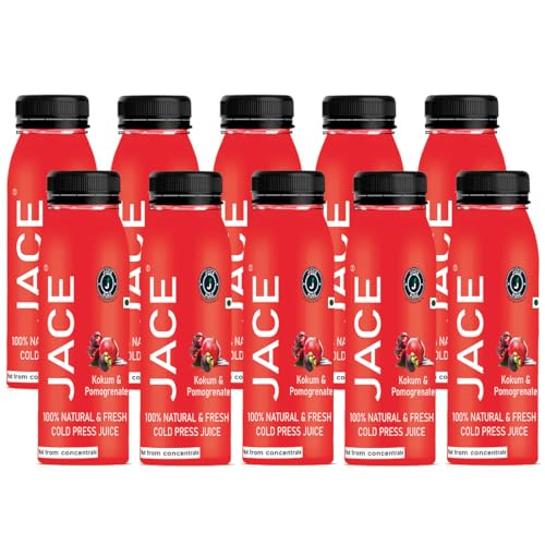 JACE PURE Kokum & Pomegranate Juice Pack of 10(250ml Each) Tangy Pomegranate and Kokum Fusion Juice,Immune-Boosting Juice No Added Sugar