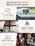 Baby Car Camera for 2 Kids - 7 Inch HD1080P Split Screen Baby Monitor with Dual Backseat Camera 150° Wide View & 360° Rotatable, Night Vision Easy Install, Rear-Facing Baby Car Mirror