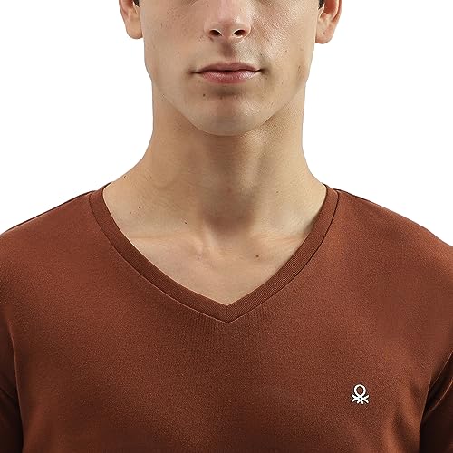 Image of UNITED COLORS OF BENETTON Men's Cotton Solid Regular Fit T-Shirt