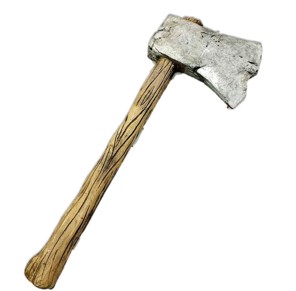 Stylex Realistic Foam Weapons Halloween Cosplay Fancy Dress Props Accessories (Wooden Axe), Silver, Brown, Grey (Grau Grau), Real Red (t_546)