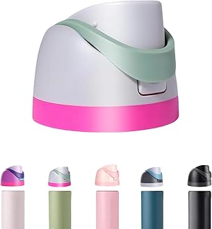 Replacement Lid for Owala Freesip,One Button Top Replacement,BPA-Free Leakproof School Sports Water Bottle Lid Cap Replacement Compatible with Owala 24oz 32oz 40oz 16oz (Bright Pink + Green)