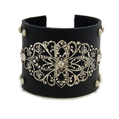 Cuff Bracelet (Black cuff w/silver overlay)