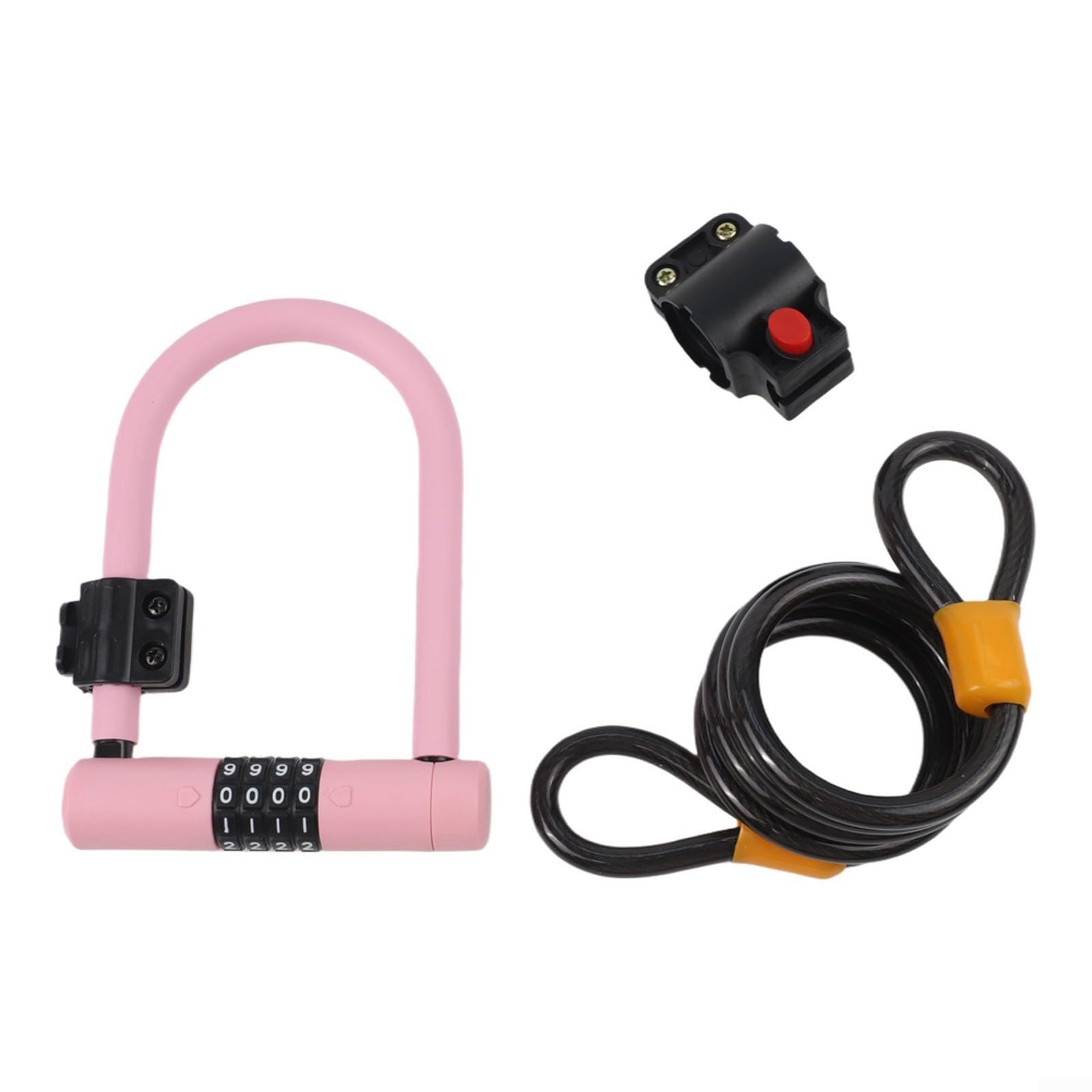 Lucchetto di sicurezza per ruote di bicicletta e scooter, resistente, con combinazione a 4 cifre, in lega di acciaio zincato, rivestito in silicone, resistente alle intemperie, antiruggine