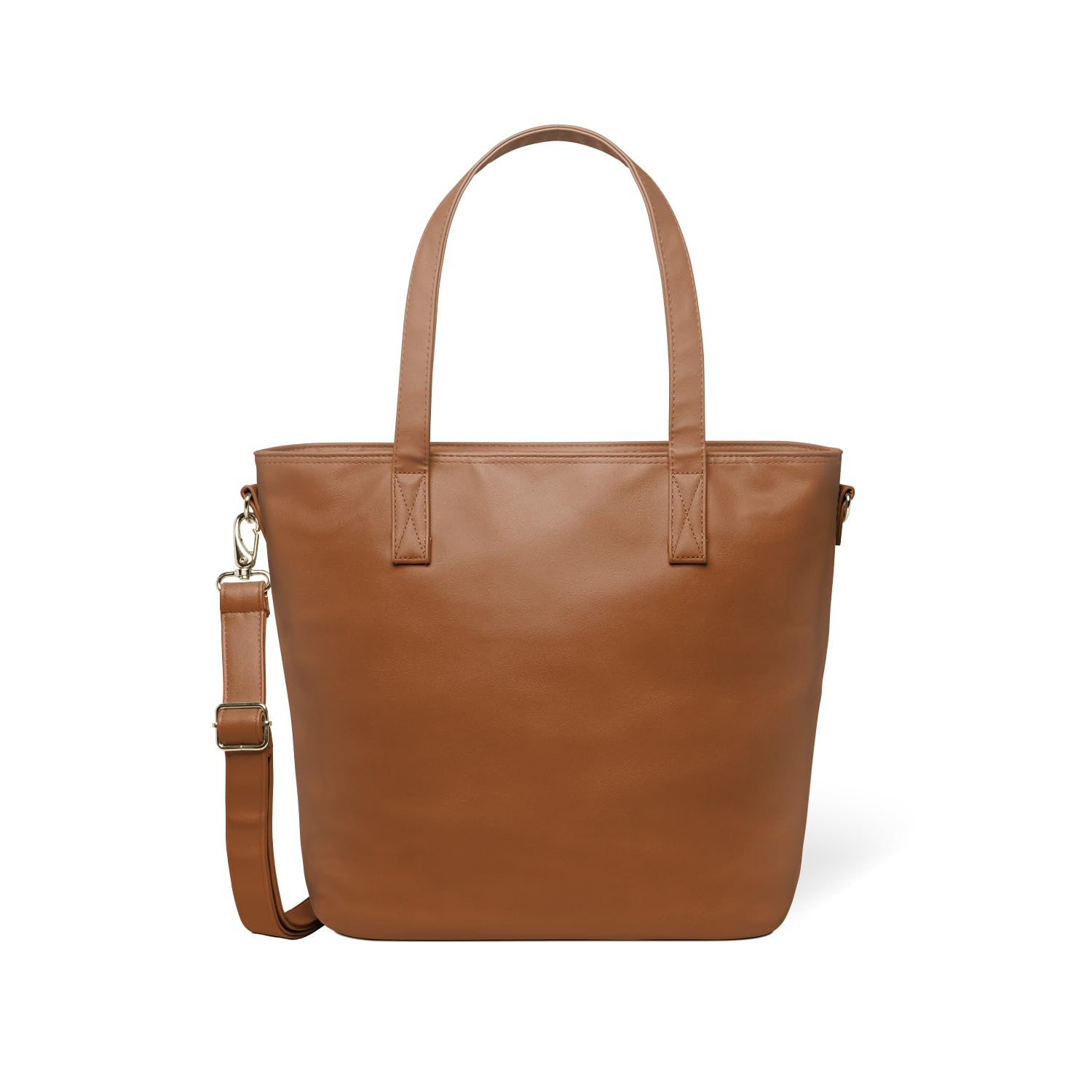 Simple Modern Vegan Leather Tote Bag for Women | Medium Work Purse with Compartments & Laptop Sleeve
