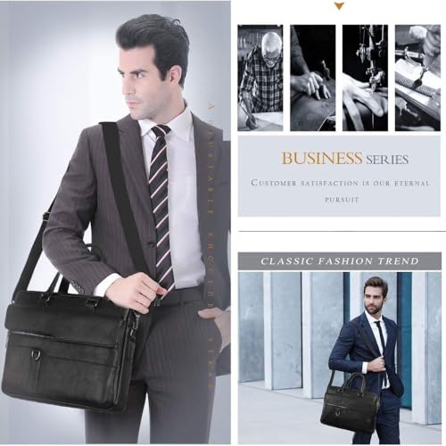 Image of CAVALO - Be Unique Leather Men's Laptop Bag Retro Messsenger Bag Men's Handbag Crossbody Bag Personality Briefcase (upto 14 inch) | Premium PU Leather