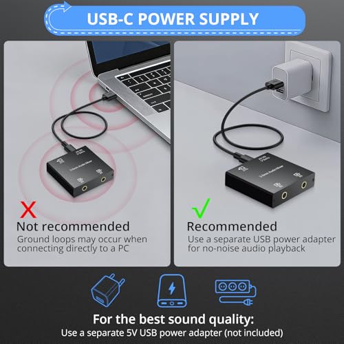 Image of CAMWAY 3.5mm Audio Mixer 2-Channel,Clear Sound,No Echo,Dual-Device Mixing Output,Gold-Plated Connectors, Active Mixer Used with PC,Game Consoles,Phone,MP3 for Streaming,DJ,Home Recording,Desktop Audio
