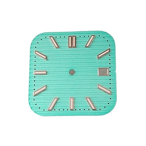 1個 29.5mm スクエアウォッチダイヤル ローズゴールドネイルダイヤルと時計針 グリーン発光時計アクセサリー NH35/NH36ムーブメント用(Tiffany Rose Nail)