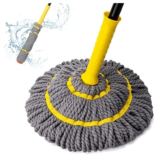 Self Wringing Twist Mop, Wet Mop for Floor Cleaning with 57 " Long Handle, Heavy Duty Floor Mop for Hardwood Vinyl Tile Marble Laminate Home Office Kitchen, Gray