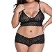 Produktbild Unterwäsche Set Damen Babydoll Ronamick Frauen Dessous Korsett Spitze Blumen Push-Up Top BH + Slips Unterwäsche Set (XXXL, Schwarz)