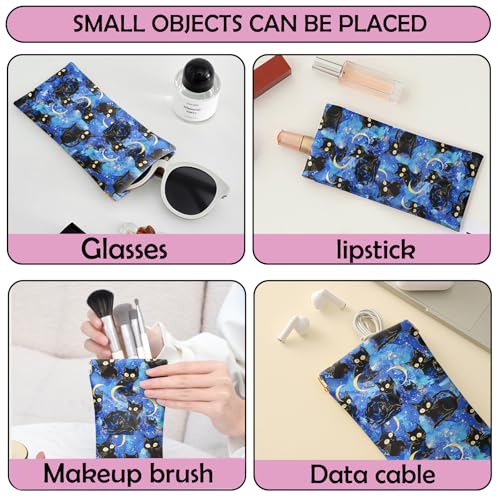 Image of 2 PCS Glasses Case Eyeglass Sunglasses Pouch Squeeze Portable Bag Soft Leather with Cleaning Cloth Women Men Girls