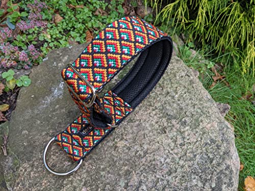 Zugstopp Halsband mit Polsterung, Martingale, gepolstert, 5 cm breit, Trainingshalsband, verstellbar, dog collar (bis 38cm Hals- 44cm Kopfumfang inkl 6cm Zugstopp, Metallteile: Stahl)