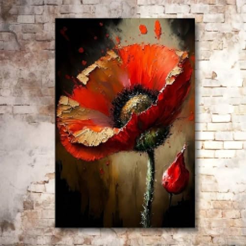 Décoration murale abstraite fleurs rouges pour habiller un mur - 3