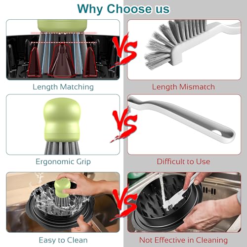 Image of Mini Dish Brush for Cleaning Chicken Shredder, Palm Brush Dish Scrubber with Ergonomic Grip, Kitchen Brush for Washing Dishes, Pans, Pots, Sink (4, Matcha)