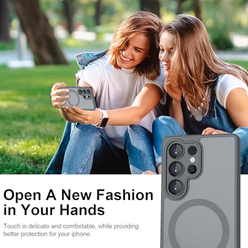 Image of Elzzi Magnetic for Samsung S25 Ultra 5g Case, Upgraded [Full Camera Protection] [Compatible with Magsafe] [Translucent Matte] Shockproof Protective Phone Case for Men & Women - Grey